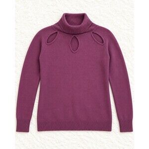 adL Knitwear Women's Sweater S Plum Cutout Turtleneck Buttery Soft Next-to-Skin